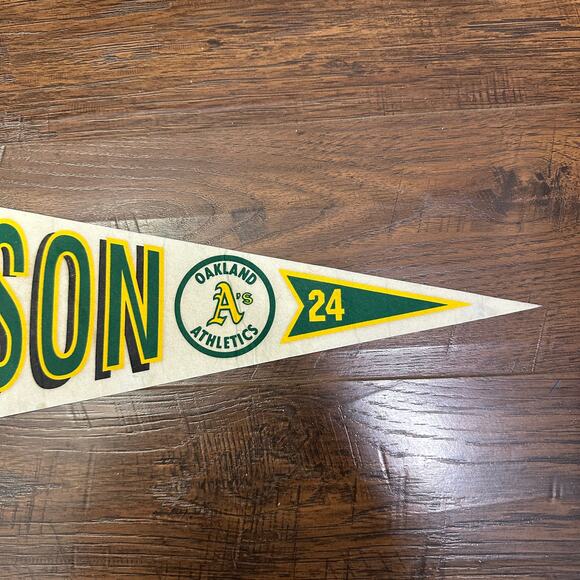 Vintage Rickey Henderson Salem 90s Pennant Banner Oakland Athletics Baseball MLB - Picture 9 of 13